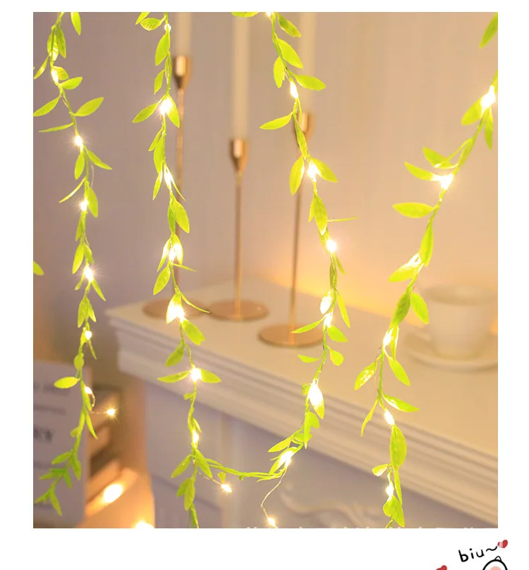 2025 عيد الميلاد الديكور LED الجنية ضوء سلسلة الصفصاف ورقة جارلاند للمنزل حفل زفاف احتفالي شجرة ديكور إمدادات الطاقة