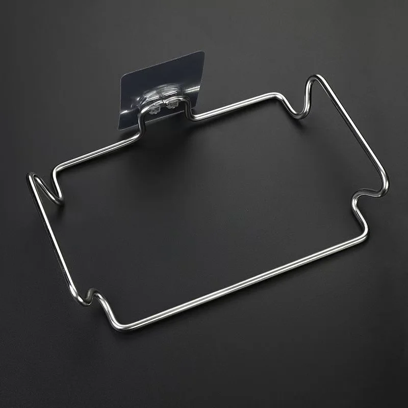 

Stainless Steel Adhesive Garbage Bag Rack Storage Hook Kitchen Rack Behind The Cabinet Door Multifunctional Hanger