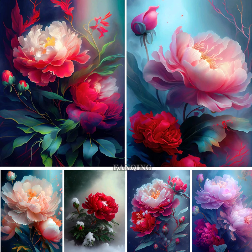 5D DIY Diamond Painting New Arrival Flowers Full Diamond Mosaic Embroidery Camellia Cross Stitch Art Handicraft Home Decor