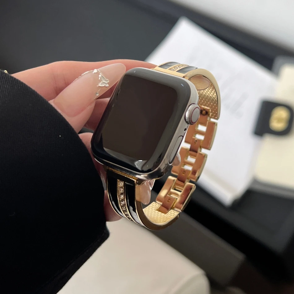 Luxury Diamond Bracelet Metal Strap For Apple Watch Series S10 9 8 7 6 SE 5 4 3 38/40/41/42/44/45/46/49mm IWatch Ultra 2 Band