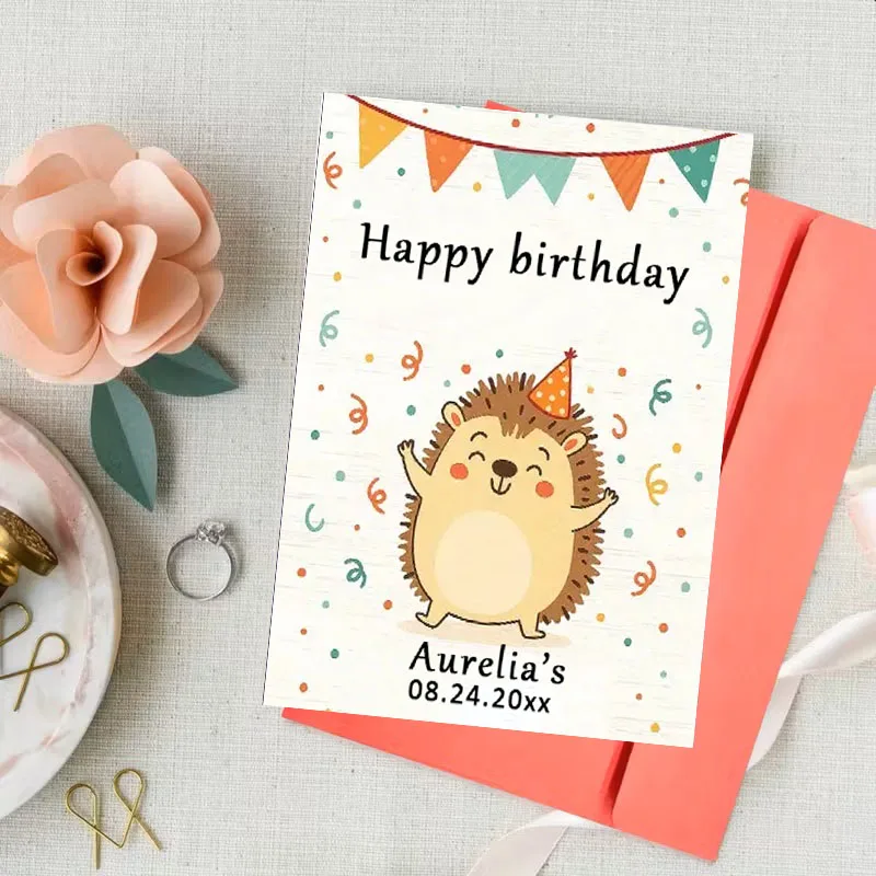 การ์ดชื่อและวันเกิดแบบกำหนดเอง 2/4/8 ชิ้น (สำหรับวันเกิด พิธีบัพติศมา การ์ดเชิญงานเลี้ยง)