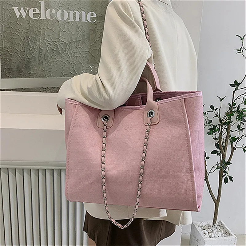 High Quality Women Handbags Designer Large Capacity Canvas Chain Ladies Shoulder Messenger Bags Fashion Female Tote Travel Bag