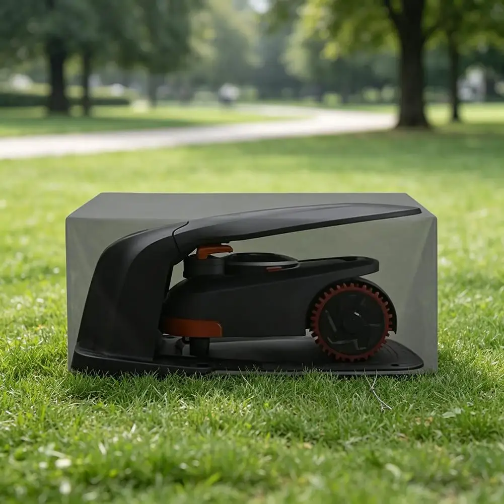 Robotic Grass Trimmer Cover 210D Oxford Waterproof Fabric Lightweight Easy Installation 78x56x36cm 94x64x46cm Black