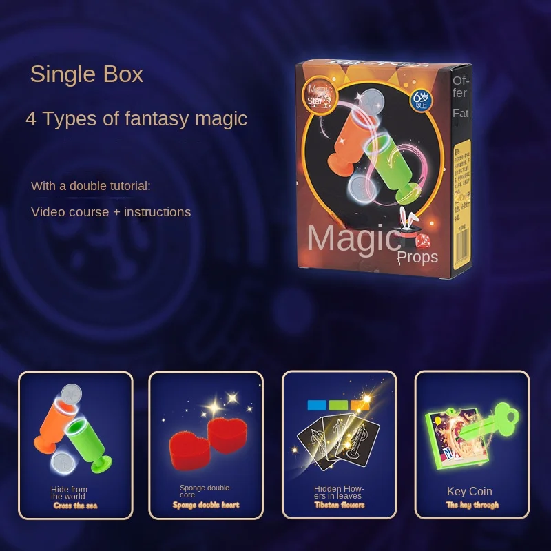 Magic Props Beginners Magic Tricks Kit Set Puzzle Simple for Child Exciting Magician Tricks Performance Show Boys Birthday Gifts