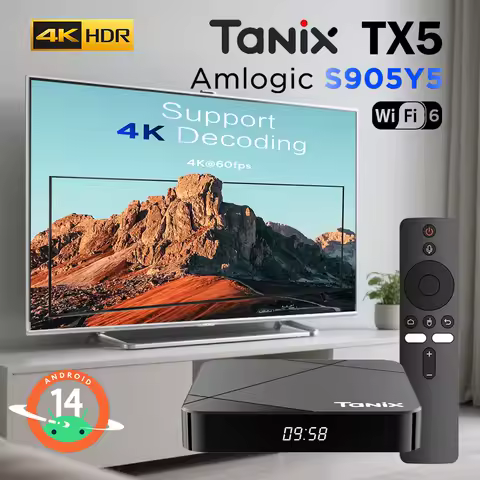 Tanix TX5 Amlogic S905Y5 Smart TV Android 14.0 TV Box BT 4K@60fps HDR10+ 2.4G&amp;5G Wifi6 4GB 32GB Set Top Box Media Player