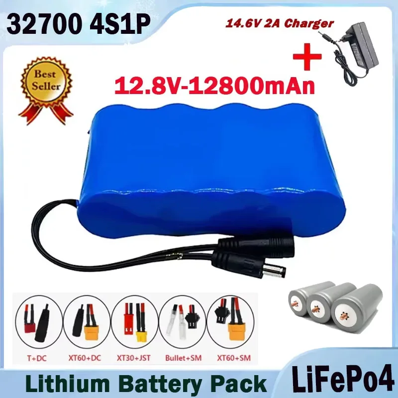 32700 4S1P Lifepo4 Battery Pack 12.8V 12.8Ah W/ 40A Balanced BMS for 12V Electric Boat Uninterrupted Power Supply 14.6V Charger