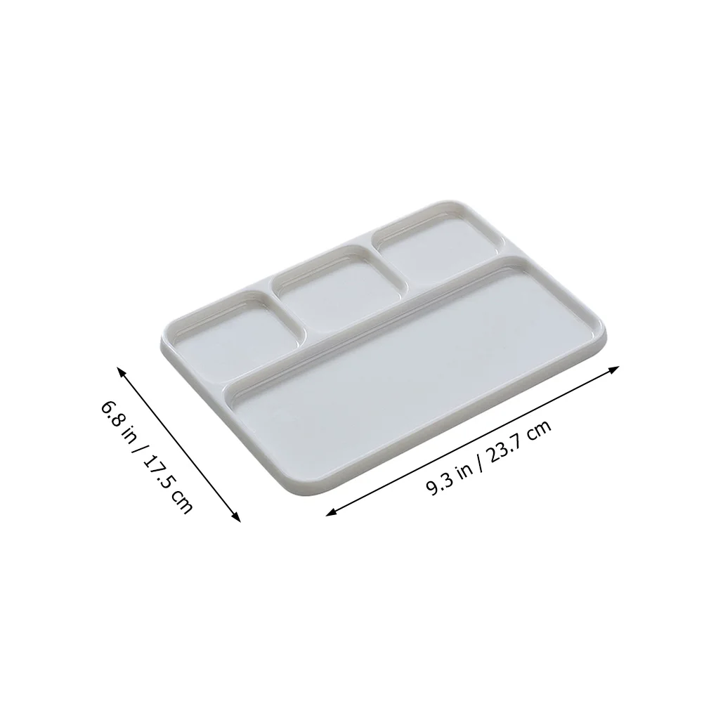 

Melamine Four Compartments Sauce Dish Seasoning Plate Tray White Mustard Barbecue Grid Food Restaurant Home Catering Hall