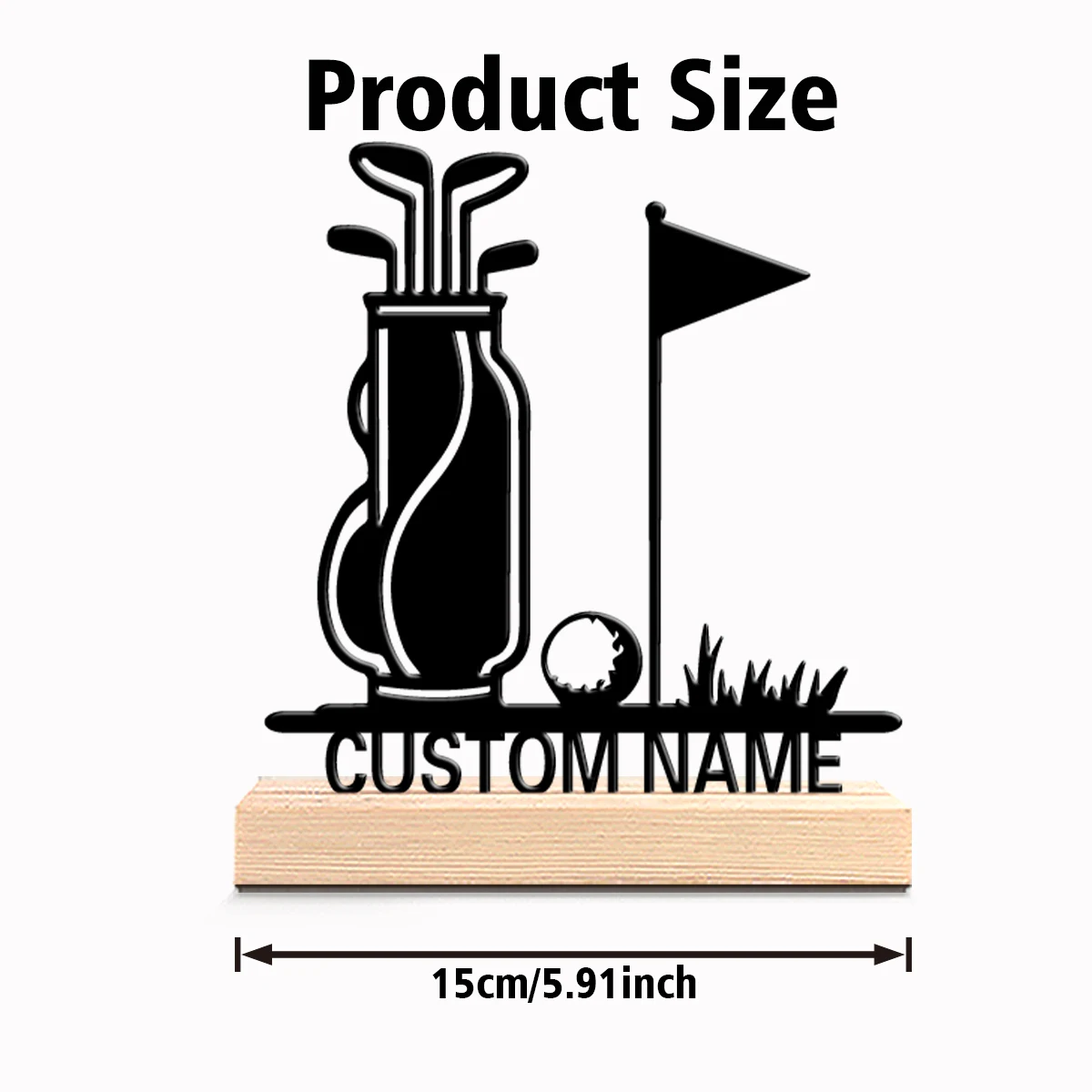1pc New Design Personalized Custom Golf Metal Statues Elegant Wooden Base Decor for Living Room Hotel Lobby Luxury Home Accent