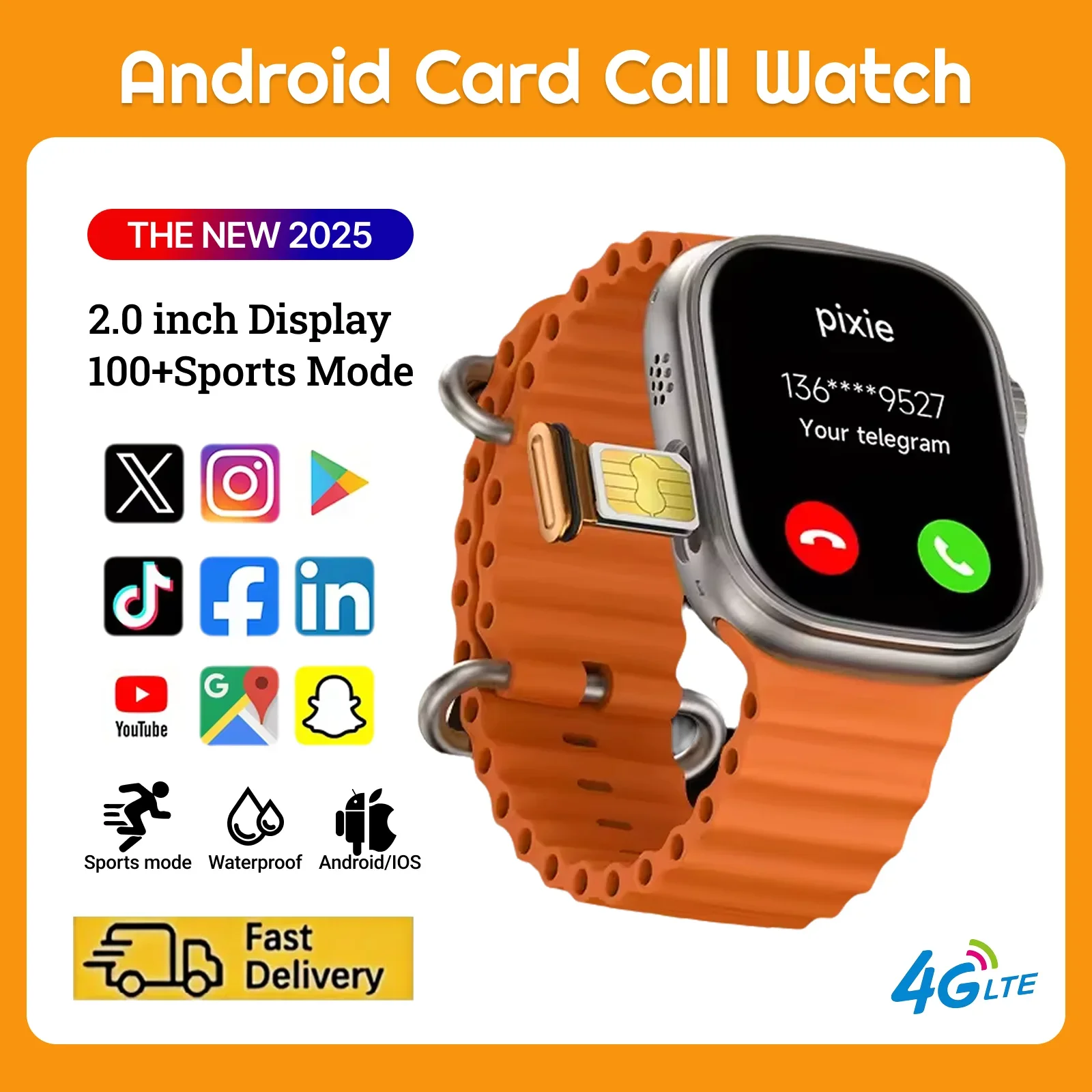 

«2025 новых смарт-часов 5G All Network DW88, управление Android, система S10, GPS-карта, Google Play, шагомер, трекер сна, SIM-карта «