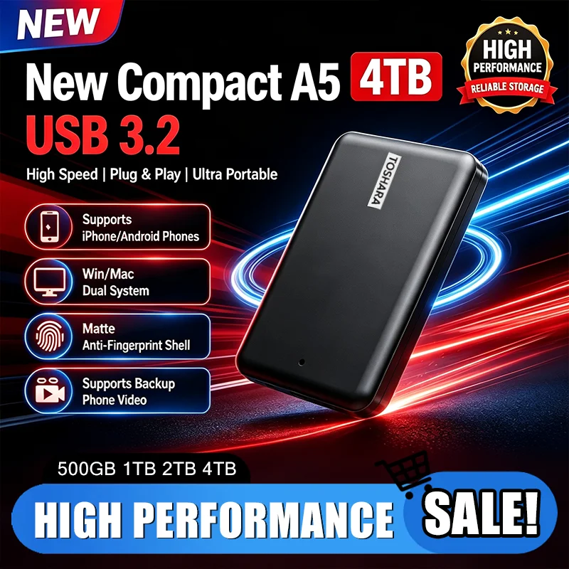 2026 Original A5 Portable External Hard Drive 500GB-4TB Canvio Basics USB 3.2 External Data Storage Capacity for PS5 Notebook