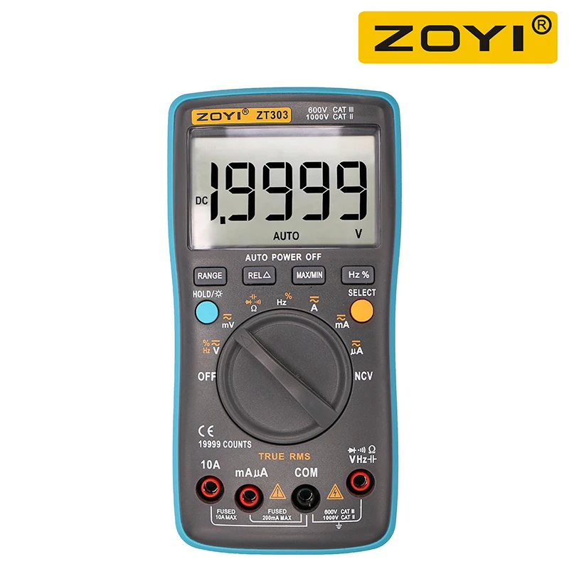 ZOYI ZT302 ZT303 Digital Multimeter 8000 19999 Counts True RMS Multifunction AC/DC Voltage Temperature Capacitance Tester DMM