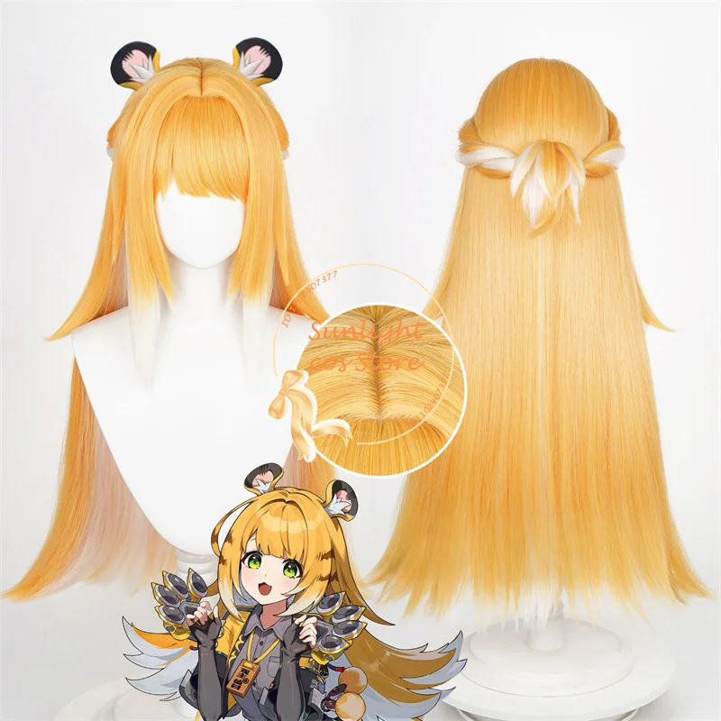 

ZZZ Ju Fufu Cosplay Wig 72cm Golden Orange White Mixed Wigs Heat Resistant Synthetic Hair For Women Halloween Cosplay Anime Wig