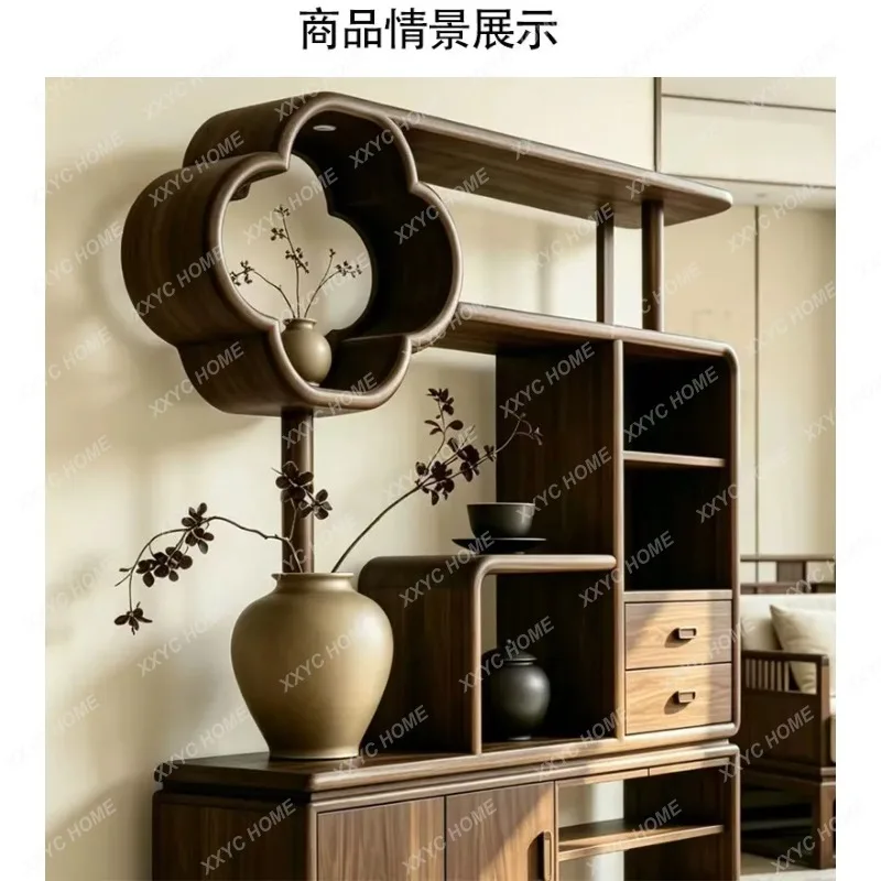 XX New Chinese-style black walnut Bogu shelf, Song-style aesthetic crabapple solid wood furniture