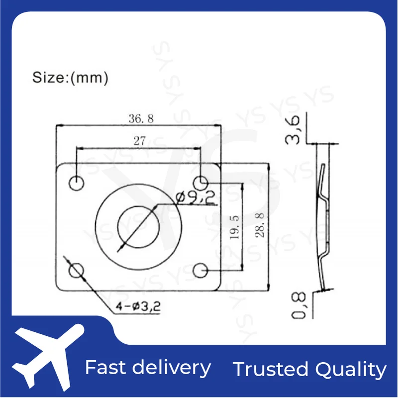 Цилиндр Placa Conector Retangular Curvada Metal 1/4 дюйма пара гитарных элеристой Фото №2