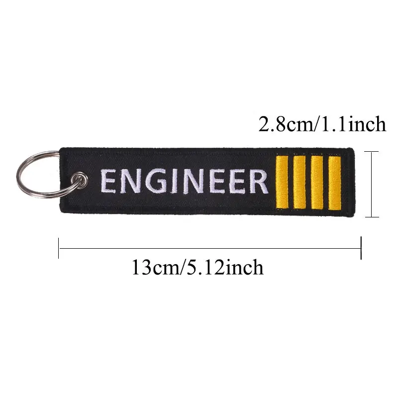 3PCS Engineer Embroidery Letter Motorcycles Key Chain and Jacket Engineer Aviation Gifts Tag