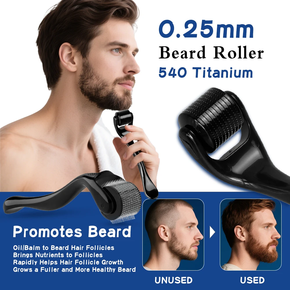 

Microneedle for Facial Body Hair Growth Derma Roller for Skin Beard 540 Needles Micro Face Roll Tooleedle Roller 0.25mm 0.3mm