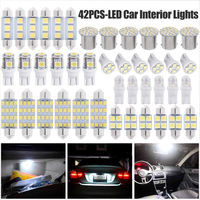 42PCS Automotive LED Combination Set T10 Indicator Light Bi-point Reading Light Licence Plate Light Mixed Accessories Kit