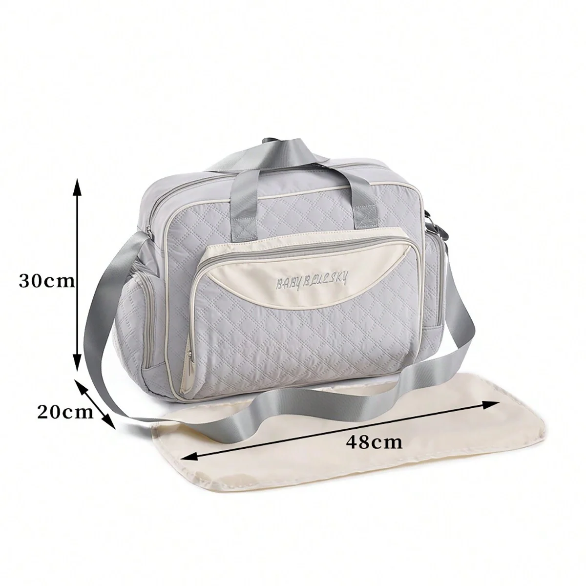 Fashionable and multifunctional one shoulder mommy bag, sewing embroidery, large capacity crossbody mommy bag, hand-held diaper