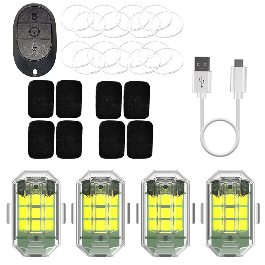 

4pcs Anti-Collision Bike Tail Lights Micro USB Charging M3 Signal Flashing Warning Lamp 7 Colors 3.7V 350mAh for Aircraft Drones