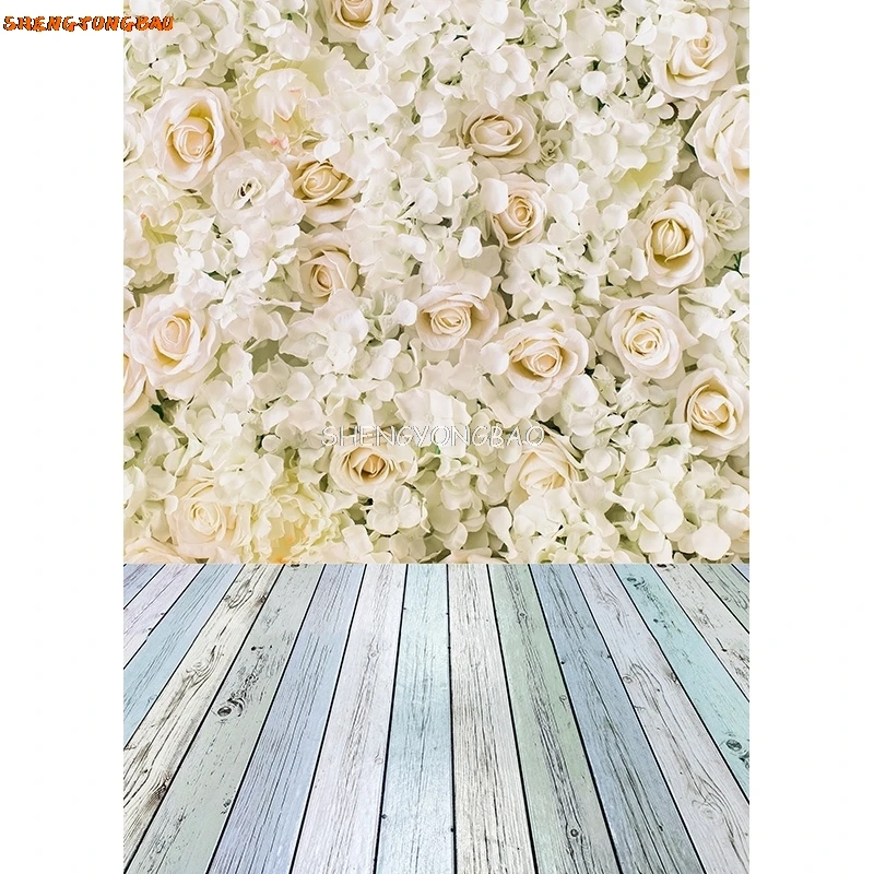 SHENGYONGBAO Spring Photography Background Flower Wood Floor Backdrop Studio Photo for Children Newborn Photocall CAT-03