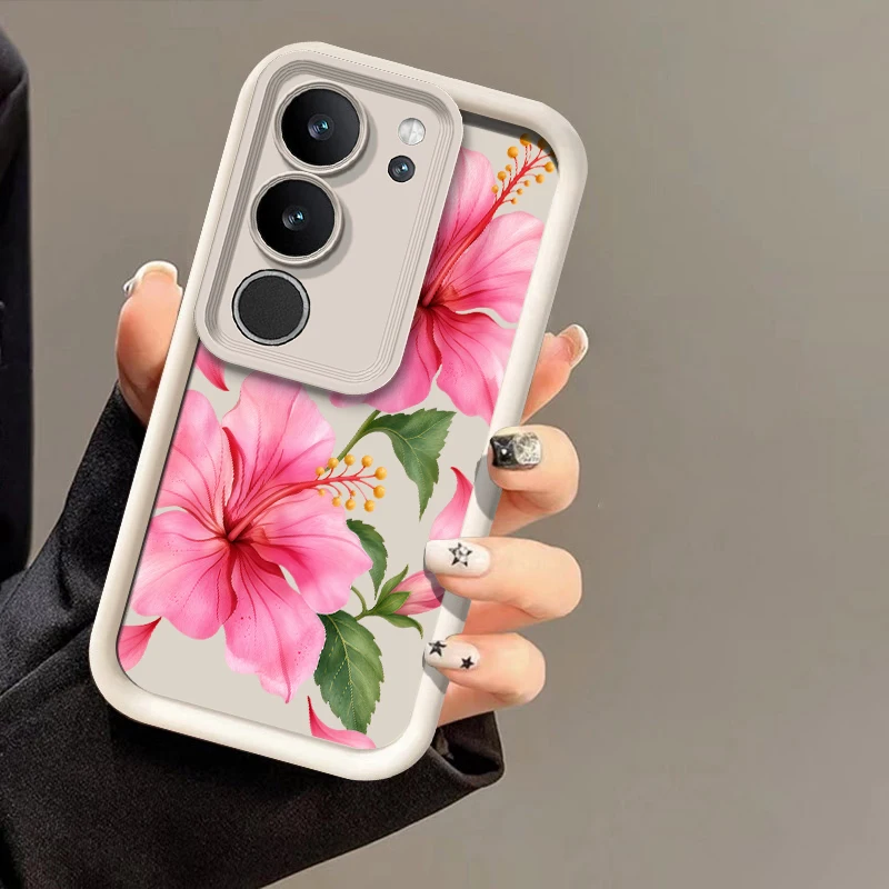 Flower Floral Pattern Phone Case For Vivo X200 FE X100S X90 X80 X70 Pro X60 X23 Soft Silicone Lens Protect Protective Cover Etui