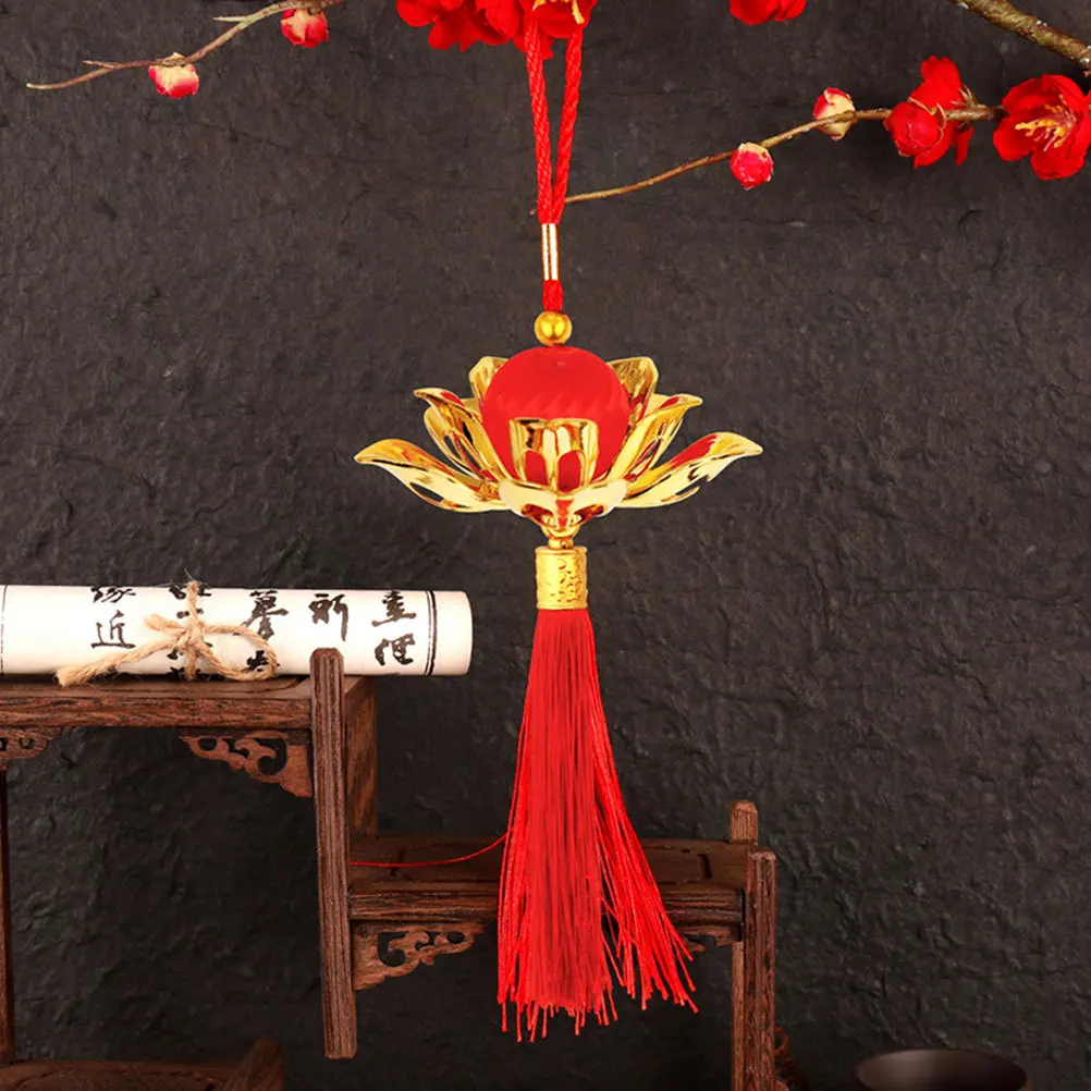 

RORPOIR 5pcs Lucky Festive Pendant Chinese Tassel Ornament Spring Hanging Decor New Year Tree Decoration Red Polyester