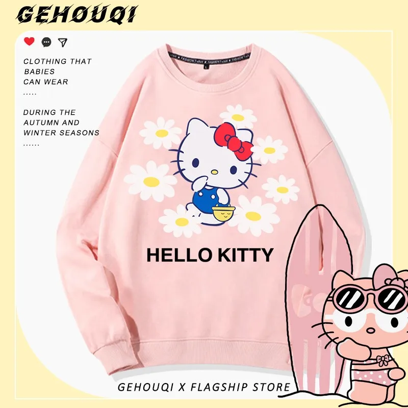 

Hellokitty Kitty Joint Crewneck Hoodie Female Autumn Hello Cat Coat Two Yuan Loose Printed Clothes