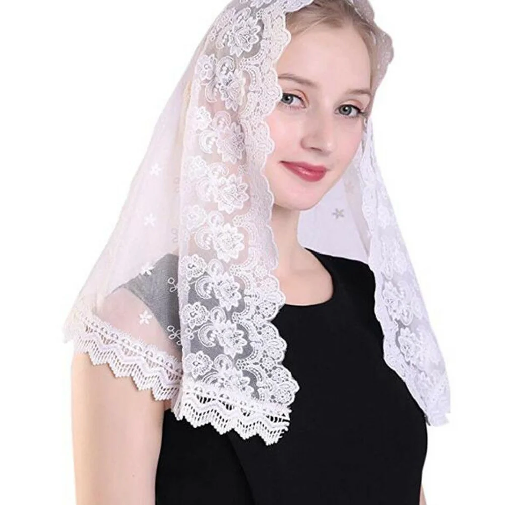 Catholicism Lace Veil Women Scarf Fashion Neckerchief Covering Mass Scarf Black Covering Scarf Catholicism Scarf