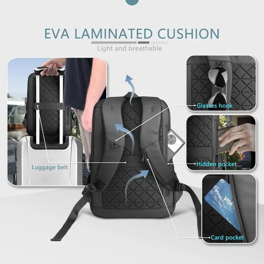 남성용 노트북 백팩 USB 충전 포트 포함 방수 15.6인치 컴퓨터 가방 내구성 높은 하이테크 데이팩 캐주얼 백팩