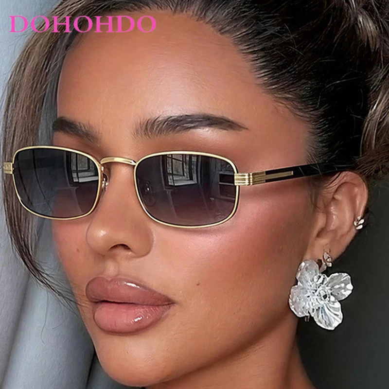 

Trendy Small Square Frame Women Sunglasses New Fashion Brand Designer Metal Men Shades Outdoor Summer Traveling Sunglasses UV400