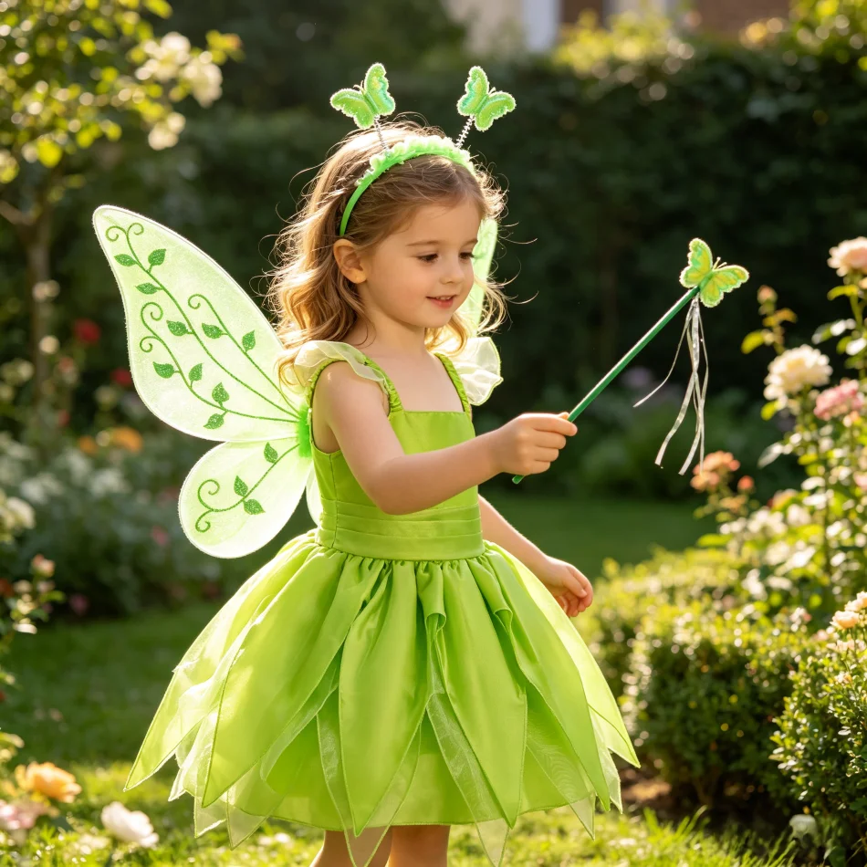 2026 Little Girl Elf Princess Dress Up Child School Party Fairy Clothes Outfits Baby Summer Dresses Kids Carnival Birthday Gifts
