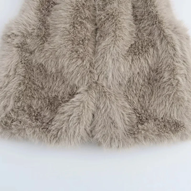 TRAF Faux Fur gilet grigio corto Cardigan soffice inverno donna gilet autunno senza maniche cappotti gilet caldo donna cappotto corto gilet