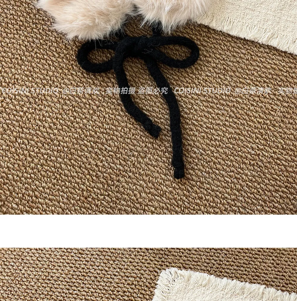 Heart Pattern Knitted Winter Earmuffs for Women Faux Fur Pom‑pom Ear Warmers Bow‑tie Design Soft Warm Cold‑proof Ear Muffs