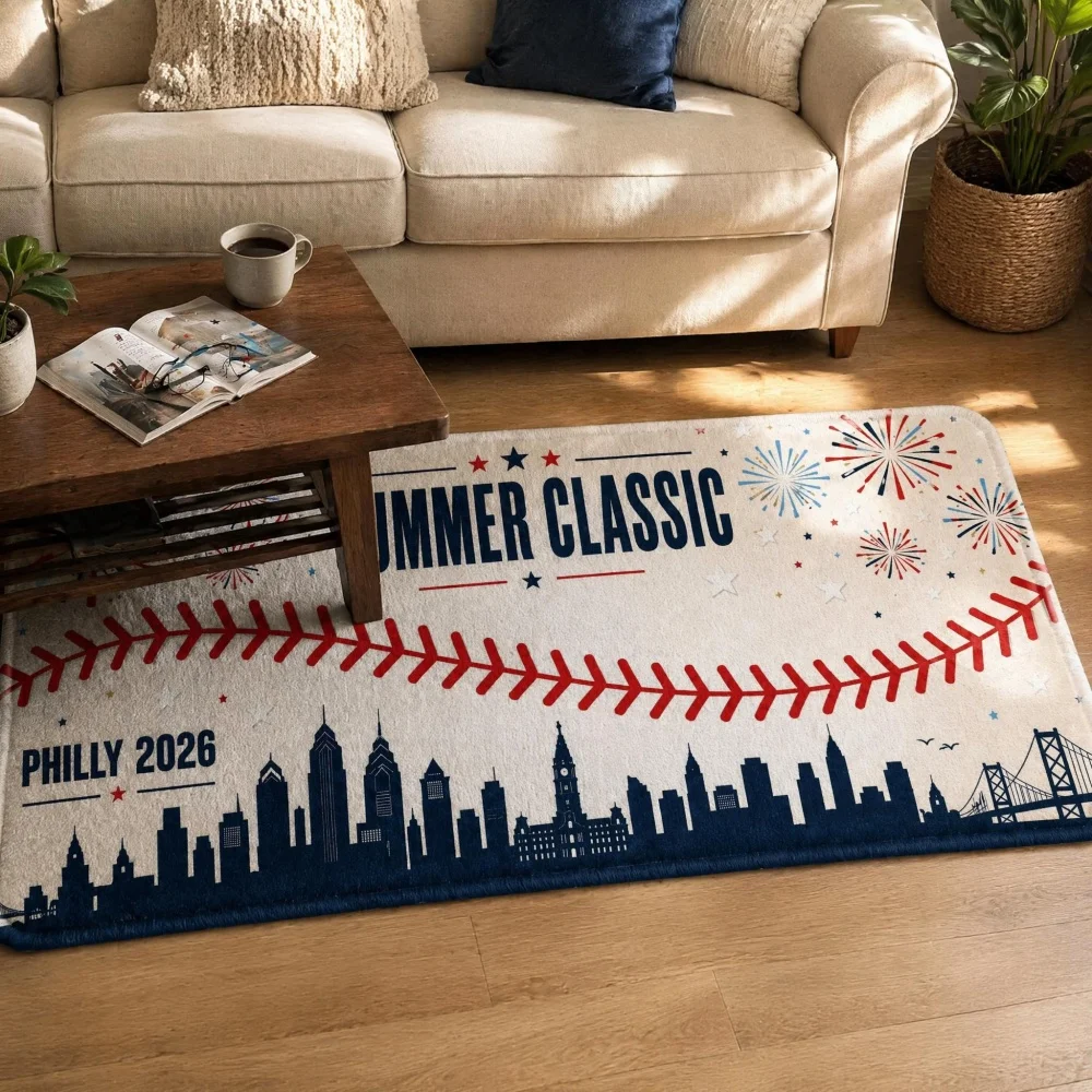 Non Slip Crystal Velvet Long Runner Rug Baseball Sport Print Indoor Hallway Bedroom Living Room Decor Floor Mat