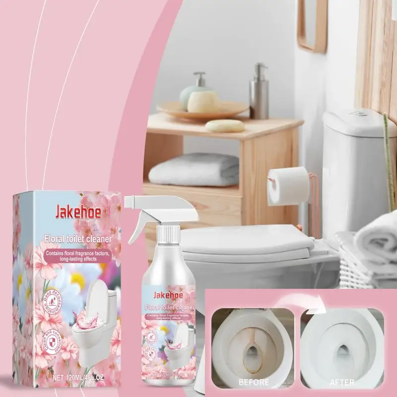 Limpiadores de inodoros de 120ml con aroma floral, limpiadores refrescantes, eliminador de manchas de anillos de agua, desodorante de limpieza de alta resistencia para