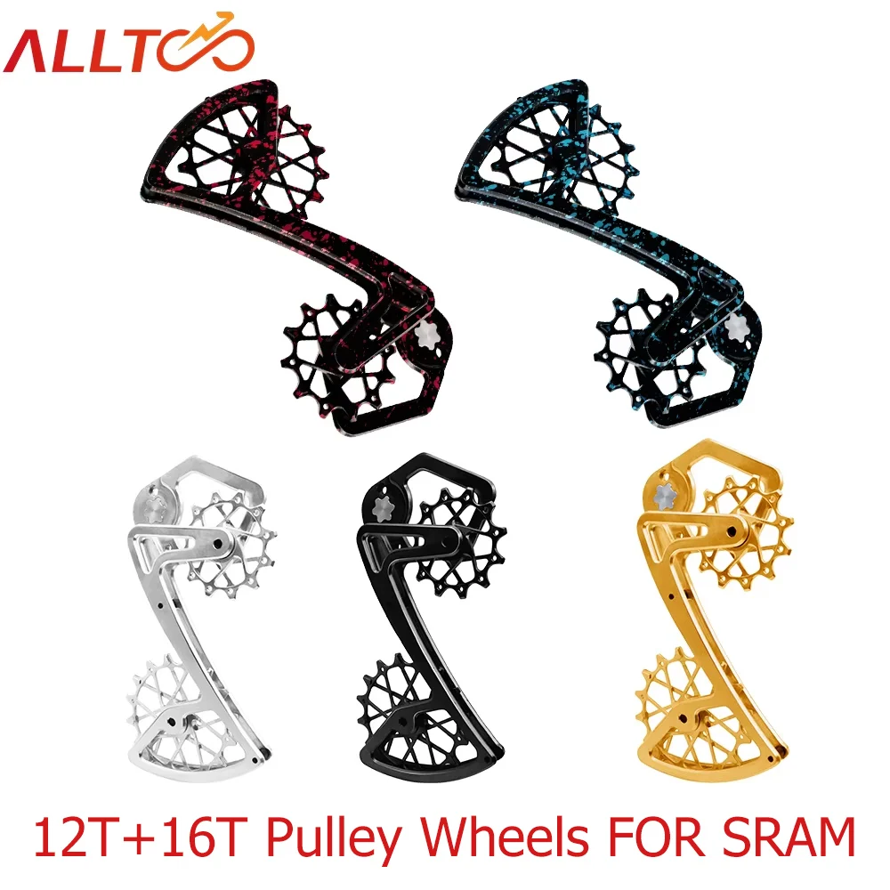 ALLTOO Bike Rear Derailleur 12T+16T Pulley Wheels FOR SRAM 11/12-Speed oversized derailleur pulleys ultra-light Ceramic Bear