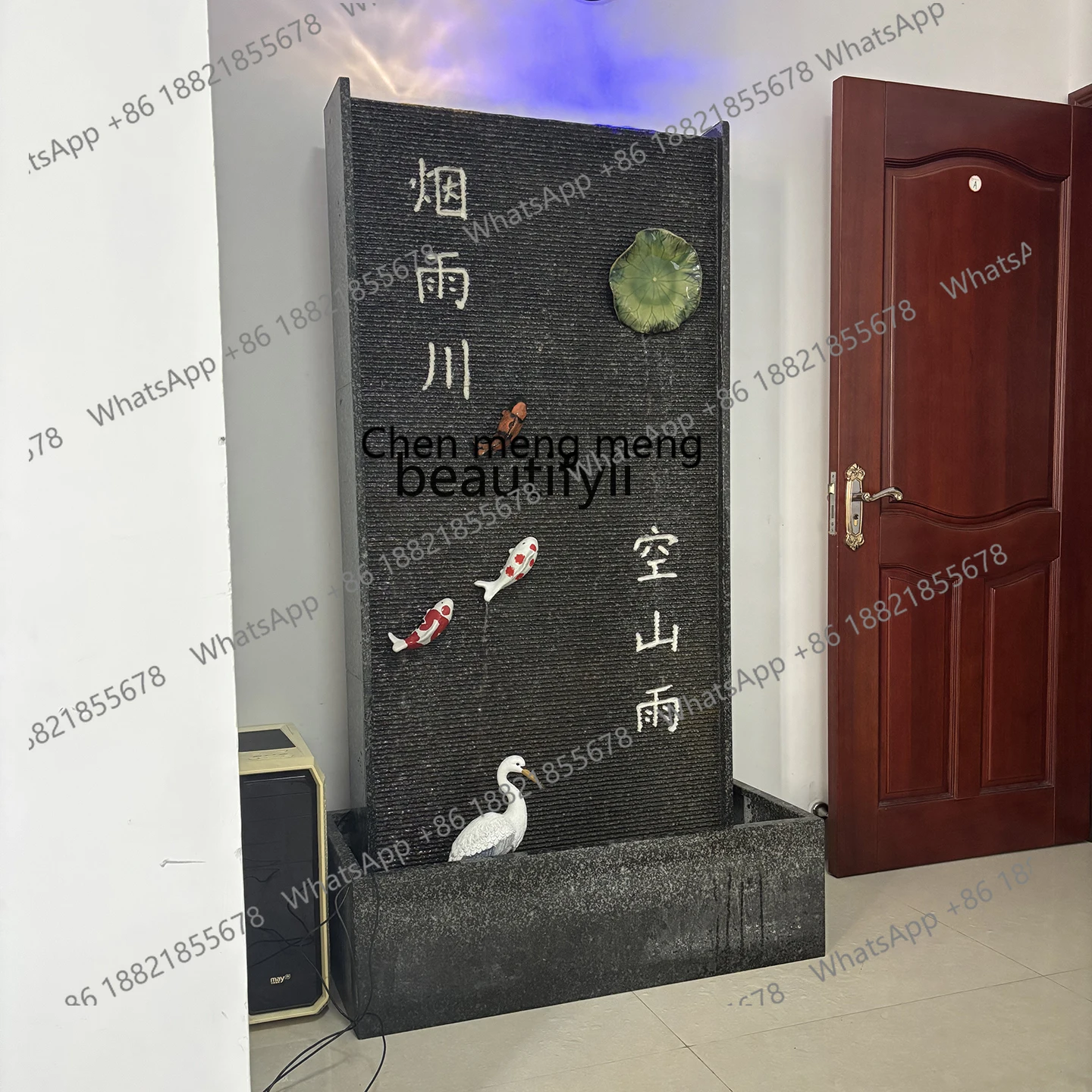E153 Water curtain wall Modern simple hotel Decorative landscape courtyard Yuchi company Flowing water background wall