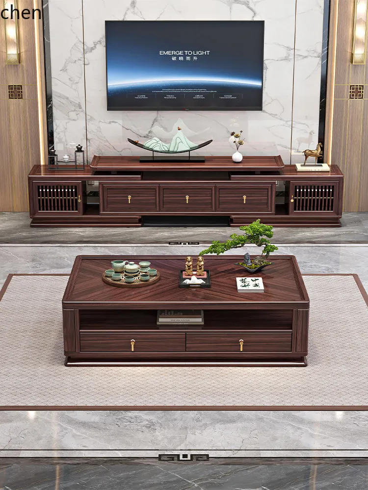 

YXY solid wood coffee table TV cabinet combination villa living room furniture coffee table table