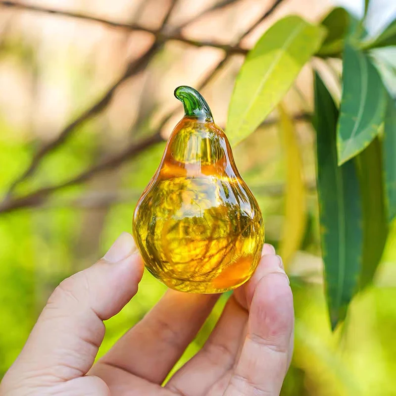 Creative Crystal Pear Ornaments Glass Pear Figurine Fruits Model Home Room Decoration Photography Props Craft Gift