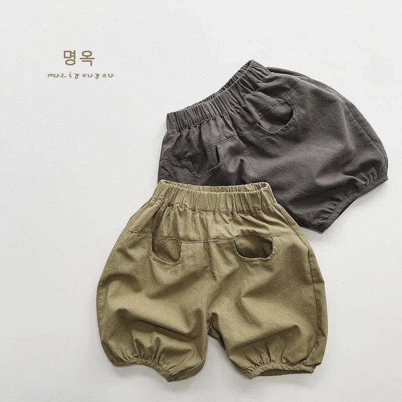 Kid Short 2024 Summer Children Bloomers Boys Cotton Five Minute Shorts Girls Korean Style Loose Wide-leg Short Pants