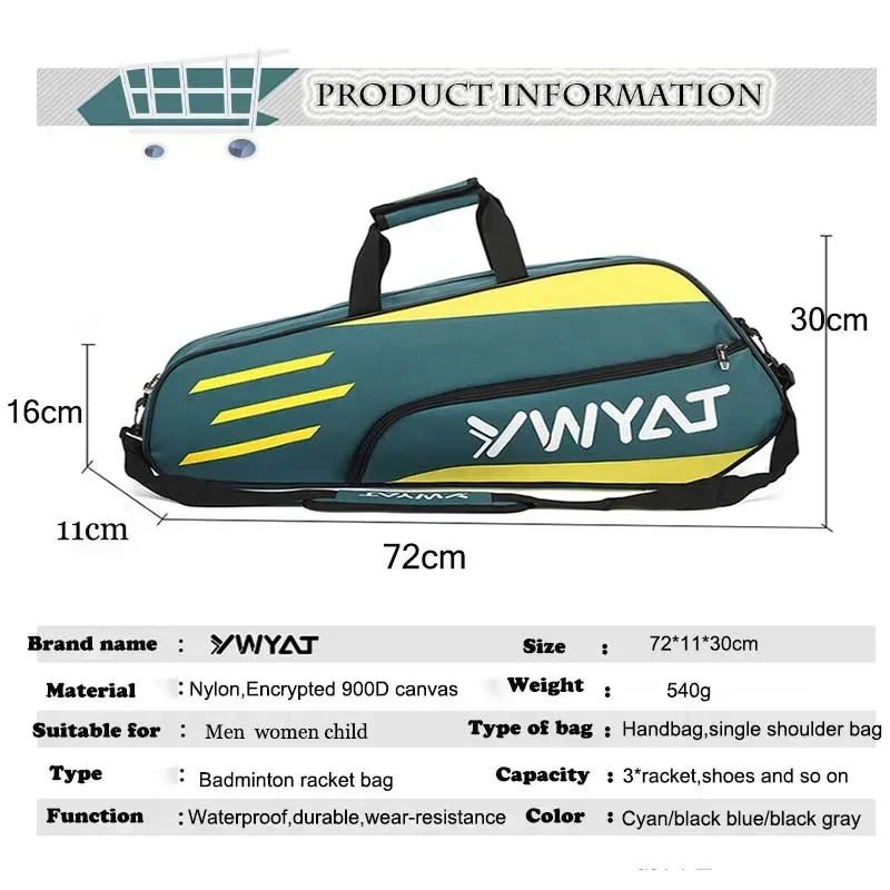 Tas raket bulu tangkis pria dan wanita, tas raket Badminton kapasitas besar nilon tahan air untuk latihan olahraga luar ruangan