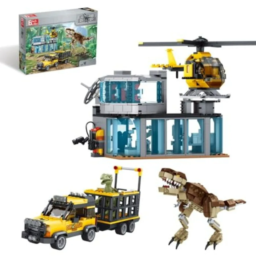 

Dinosaur Adventure 1291 Pieces Dinosaur Park World Building Block Set for and Adults Blue Red Green Creative Educational Toy