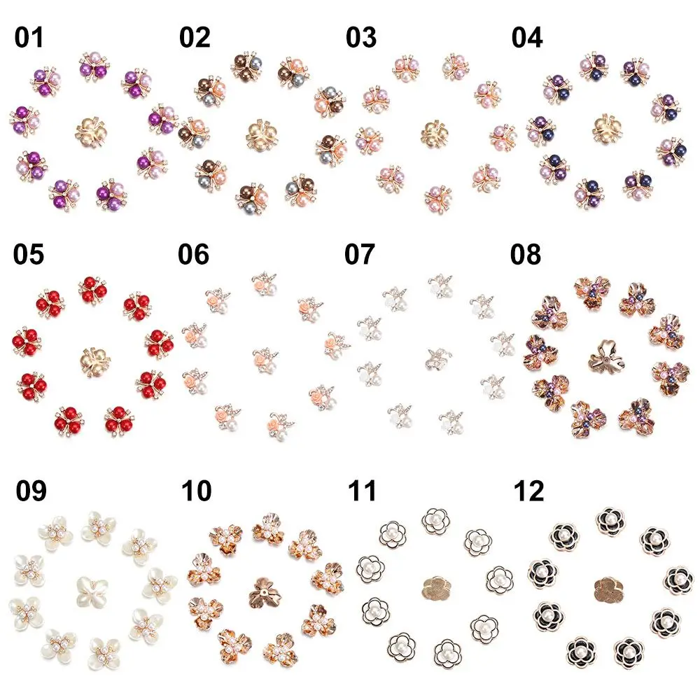 10 pezzi bottoni di strass fiore di perle forcine di cristallo scintillante bottone Flatback decorazione abiti da sposa accessori per cucire