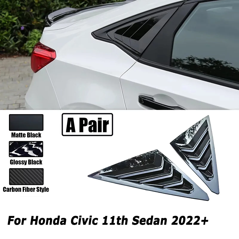 

Car Rear Window Louver For Honda Civic 11th Sedan 2022+ Side Shutter Cover Trim Sticker Vent Scoop Exterior Car Accessories