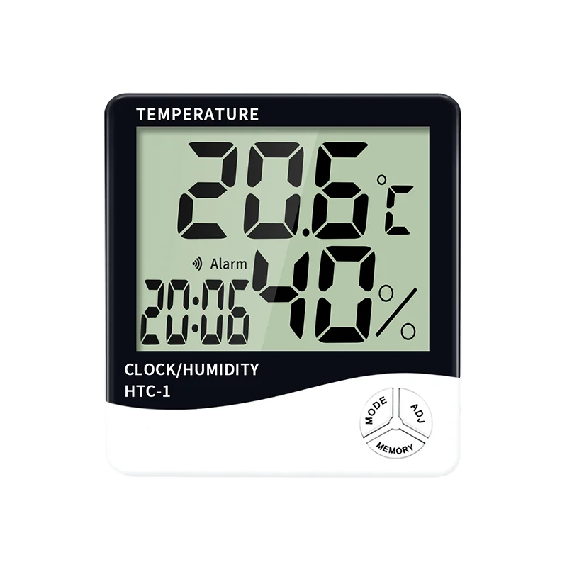 Digital Household Temperature Humidity Meter Indoor Room Outdoor Alarm Clock Thermometer Hygrometer Weather Station HTC-1