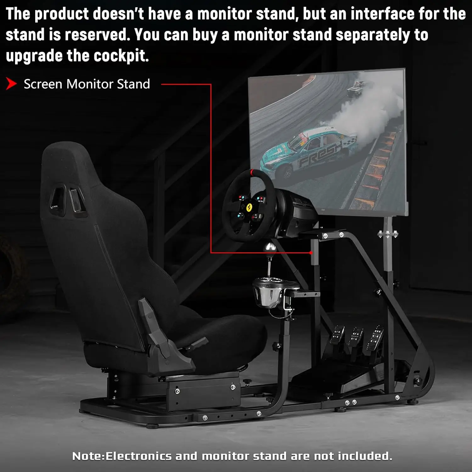 G29 Racing Simulator Cockpit, With Seat For Logitech, Thrustmaster Fanatec Compatibility, Adjustable Design