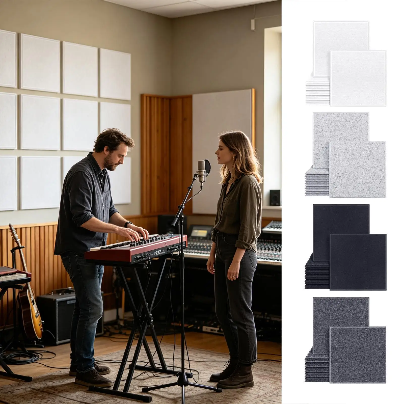 Noise Cancelling Wall Panels Felt Noise Cancelling Decorative Soundproofing Sound Absorbing Wall Decor Tiles For Home Bedroom