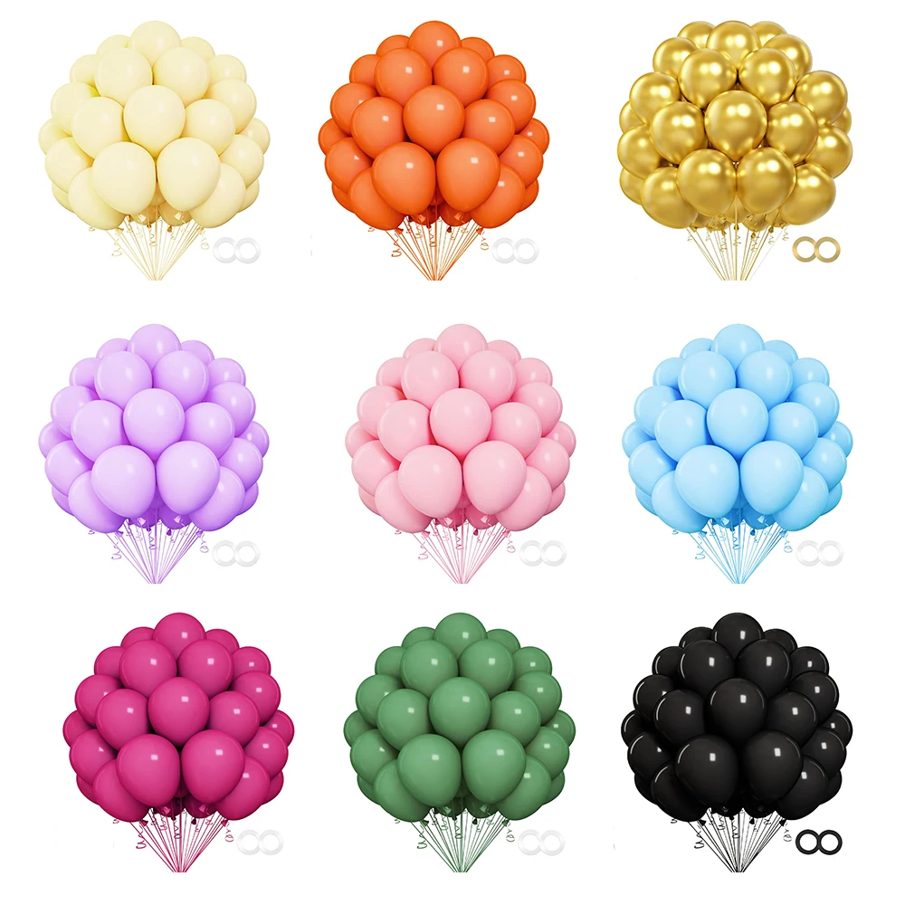 100 sztuk 12-calowych czarnych różowych złotych niebieskich balonów lateksowych Matowy balon na imprezę Urodziny Baby Shower Wesele Wakacje Dekoracja