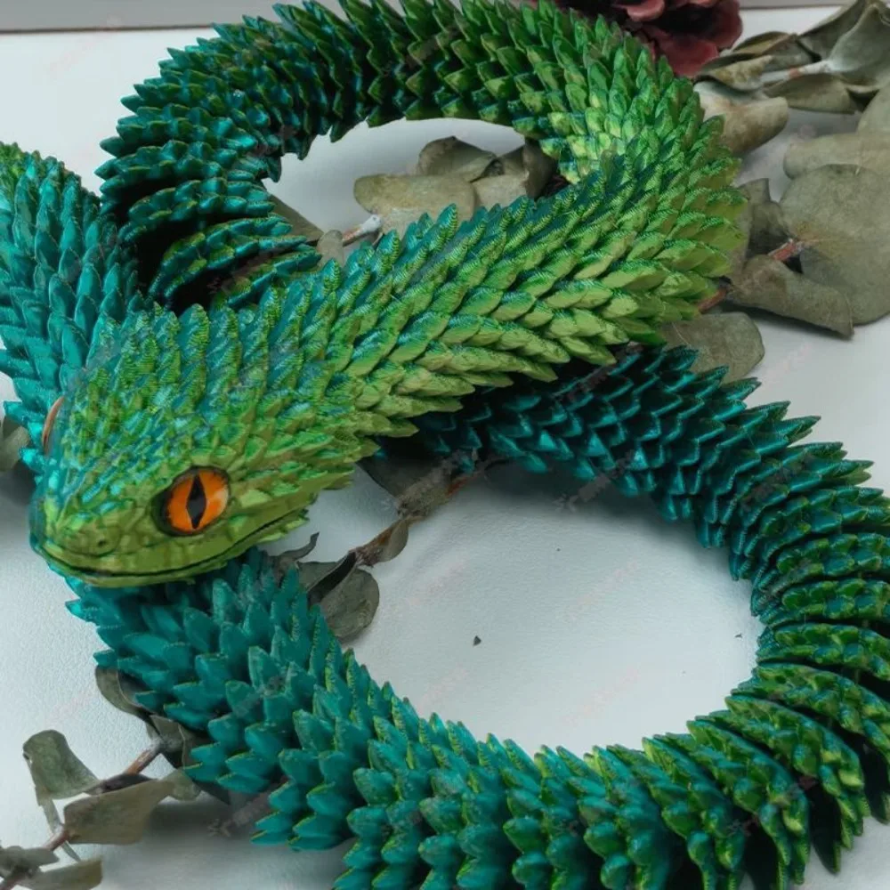 Articulated Jungle Viper 3D Toy Dragon Snake Full Body Joint Movable Stereoscopic Animal Model Statue Home Decoration Gift