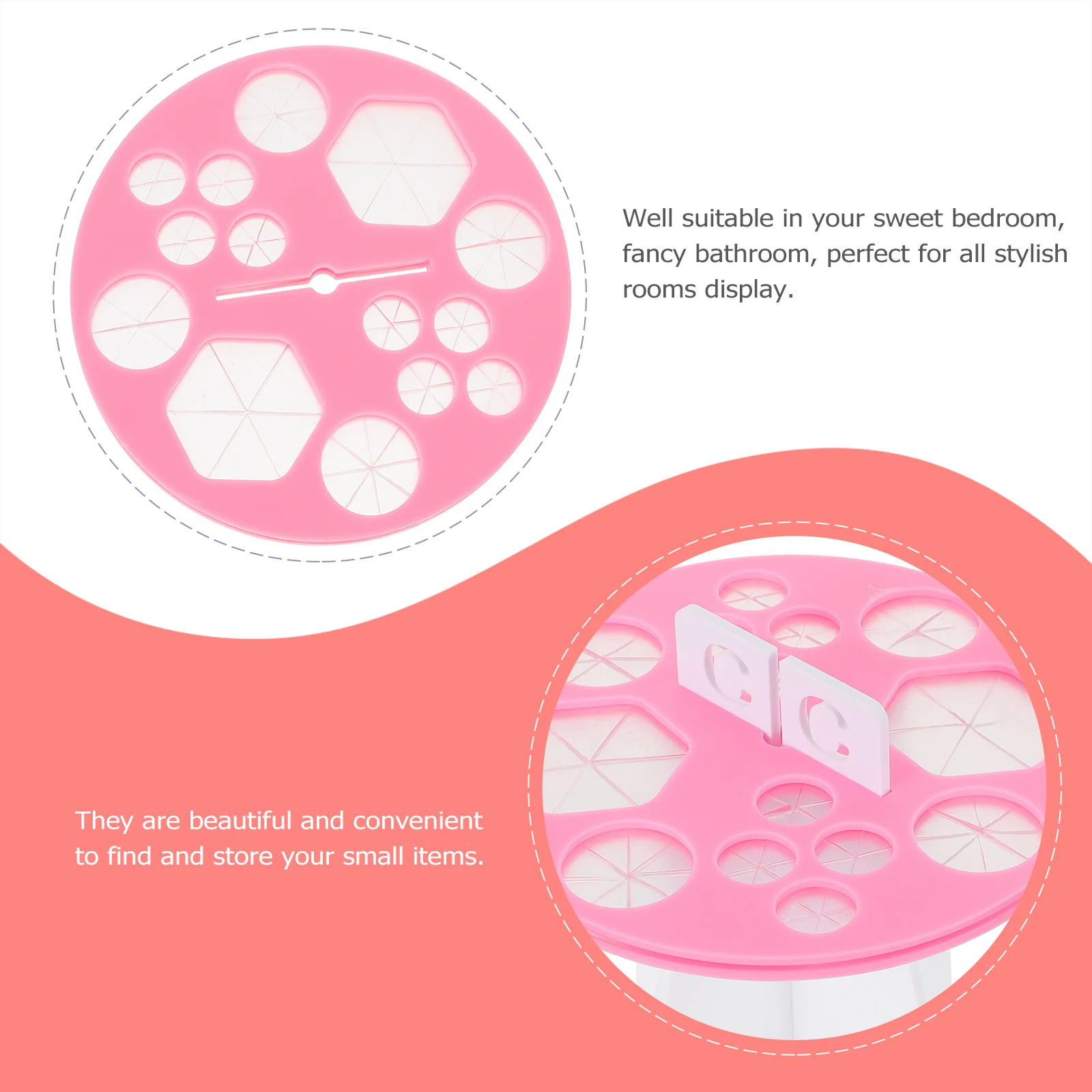 قطعة واحدة من رف تخزين المكياج، حامل فرشاة بسيط لتجفيف وتنظيم الفرش في المنزل أو الصالون، فرشاة إبداعية وردية